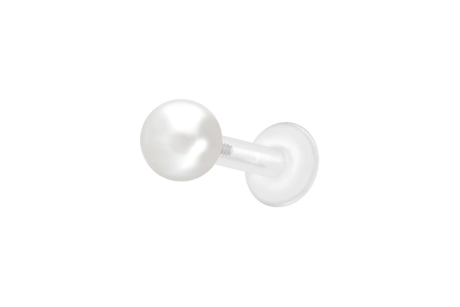 PTFE Labret Piercing mit Innengewinde + Titan-Aufsatz SYNTHETISCHE PERLE